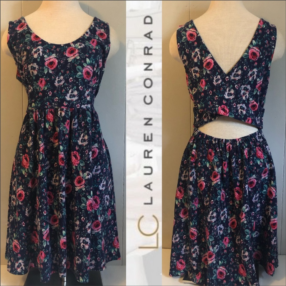 Floral Sleeveless Open Back Dress Lauren Conrad